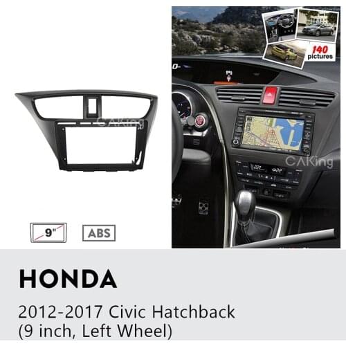 9 inch Car Fascia Panel for Honda Civic Hatchback 2012-2017 Dash Kit DVD GPS Radio Audio Adapter Facia Plate Trim Bezel Cover