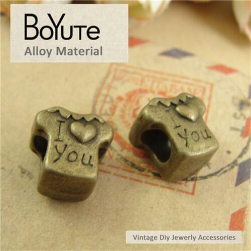 BoYuTe (60 Pieces/Lot) 11*10*10M Antique Bronze Plated Zinc Alloy Materials Vintage Heart Cloth Beads Diy Jewelry Accessories