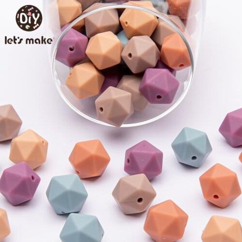 Lets make 14mm 50Pcs Silicone Beads Hexagon Food Grade Silicone Teether Baby Teething Pacifier Chain Beads Pendant For Baby