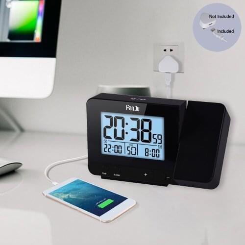 Digital Alarm Clock USB Charging Clock Snooze Alarm Clock Creativity Backlight Projector Desk Alarm Clock With Time Projection