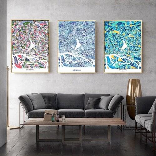 Study Room Decoration Nordic ins Wall Art Paintings Modern Colorful World Map Geographic Line Poster and Prints Canvas Picture