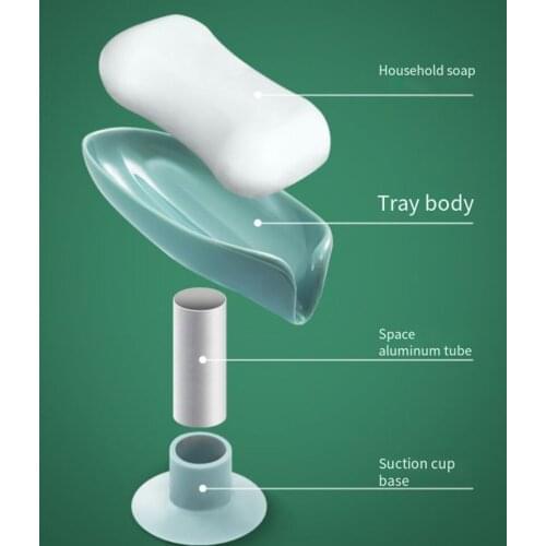 Leaf Shape Soap Holder Bathroom Shower Storage Box Suction Cup Punch-free Storage Basket Dish Plate Tray Kitchen Tools