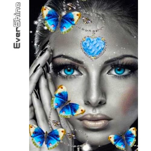 Evershine Diamond Embroidery Woman Full Square Round Diamond Painting Portrait Cross Stitch Mosaic Butterfly Handmade Hobby
