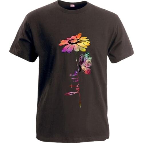 Beautiful Flower Butterfly Let It Be Casual T Shirt Printed Short Sleeve Tshirts Vintage Cool Top Men Cotton Gray Fitted Tshirt