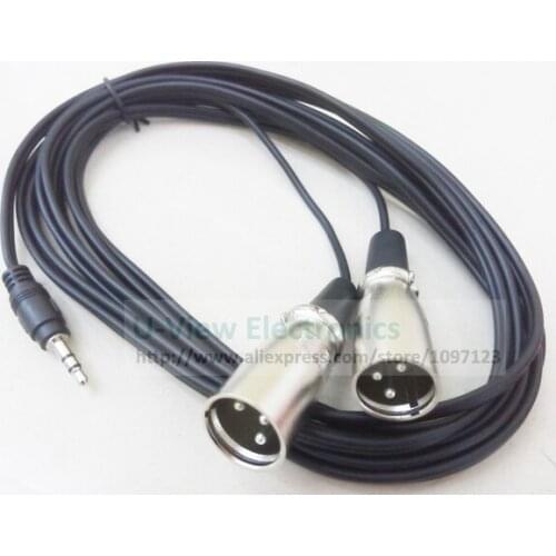 NCHTEK 3.5MM Stereo TRS Male to Microphone Dual XLR 3Pin Male Splitter Extension Connector Cable About 3M/Free Shipping/5PCS