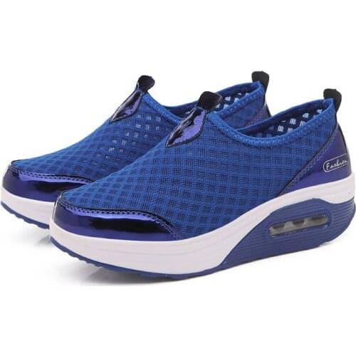 Spring Summer Casual Women Shoes Air Mesh Woman Flats Shoe Flat Platform Ladies Sneakers Slip On Ladies Wedge Footwear