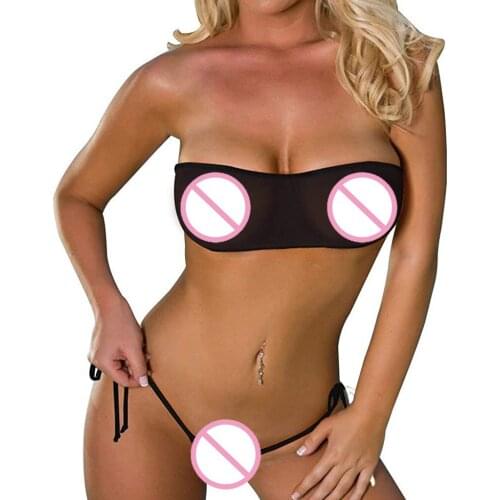 Two Piece Swimsuit Sexy Women Bandeau Bikinis High Cut Backless Bikini Set Beach Mesh Underwear Swimwear biquinis feminino A40