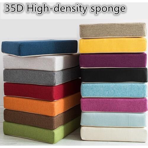Square Thicken 35D High-density Sponge Cushion Living Room Sofa Linen Cushion Chair Back Cushion Thickness 8CM Office Chair Mat