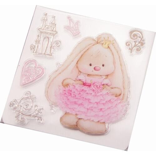 Hot selling Pink skirt bear transparent clear stamp / silicone seal roller stamp DIY scrapbook album / card production