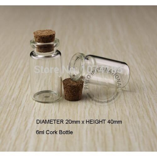 6ml Small Glass Bottles Vials Jars With Cork Corks Stopper Decorative Corked Mini Glass Bottle For Pendants 50pcs