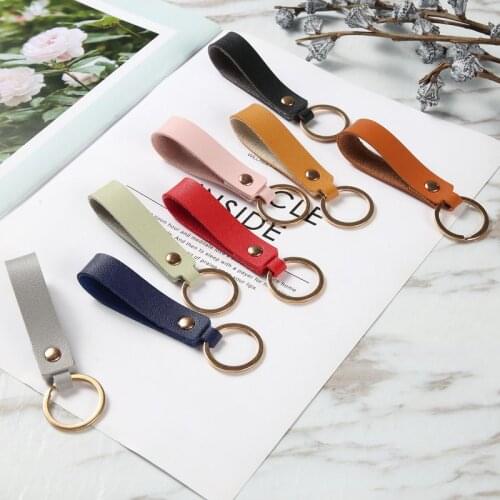 Fashion PU Leather Key Chain Casual Leather Lanyard Keychain Wallet Phone Pendant Key Rings Pure Color Car Keyholder Unisex Gift