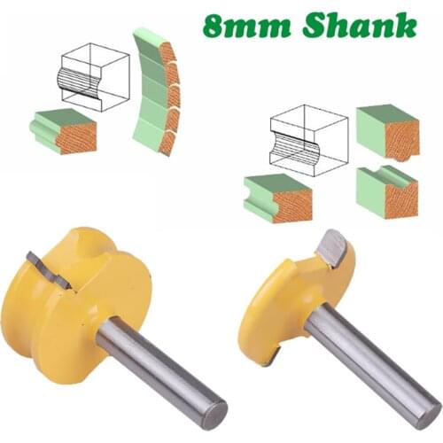 2 pcs Tongue & Groove Joint Assemble Router Bits T-Slot Milling Cutter for Wood Woodwork Cutting Tools 8mm Shank