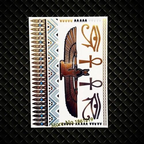 New Hot Sale Indian Totem Gold Eagle Women Flash Metallic Water Transfer Tattoo Sexy Women Makeup Chest Neck Tattoo Sleeve GYH69