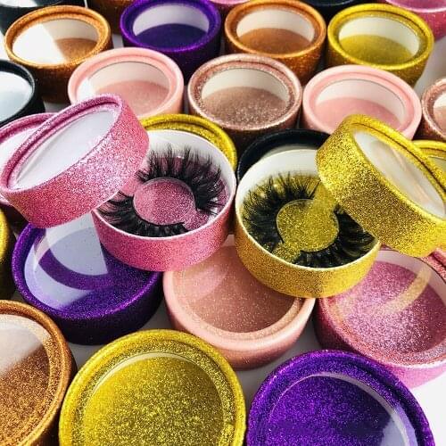 Wholesale False Eyelashes Round Packaging Box Eyelashes Package Marble Lash Cases bulk lashes Empty Boxes maquiagem Makeup