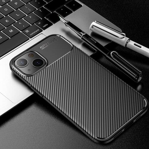 KEYSION Shockproof Case for IPhone 13 Pro Max 13 Mini Carbon Fiber Texture Silicone Back Cover for IPhone 12 Mini 11 Pro Max