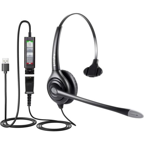 USB Plug Corded Headphone for laptop,PC,computer, Call Center Noise Cancelling Headset,Compatible with Plantronics QD