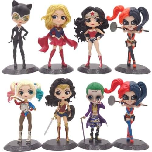 Q Posket Iron Man Captain America Harley Quinns Spotify Premium Superwoman 6-Inch Anime PVC Action Figure Model Toys Gift