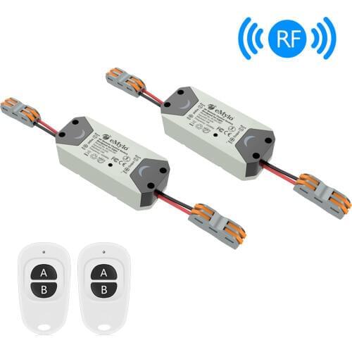 EMylo RF Switch Wireless Light Switch DC 5V-24V 1 Way 433mhz Remote Control Switch RF Relay Module Smart Home Appliance 2pcs