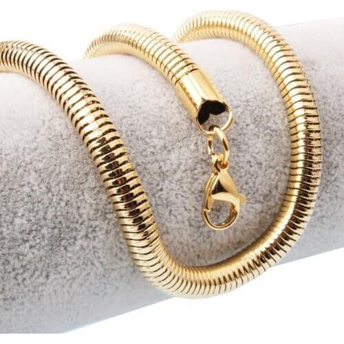 Standard Snake Chain Necklaces 6mm Wide 316L Stainless Steel Gold Filled Lobster Clasp Necklaces For Pendants