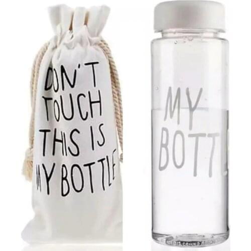 Glass Water Drink Bottle Sport Outdoor Bike Camping Office Summer 500 ML Stainless Steel Lid Protective Bag Fruit Juice Shaker