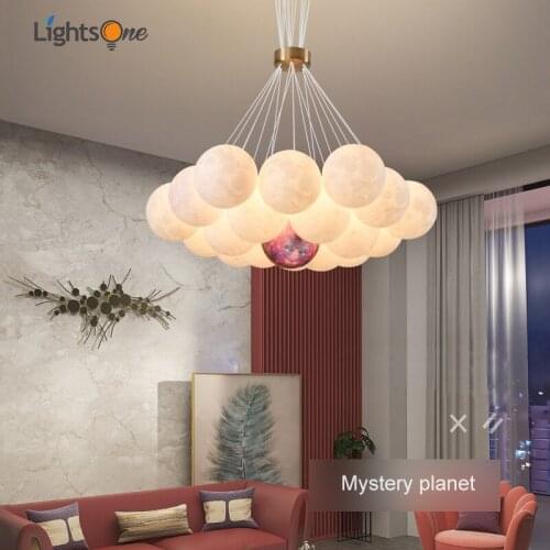 Creative 3D printing bubble moon living room pendant lights modern minimalist childrens room bedroom pendant lamps