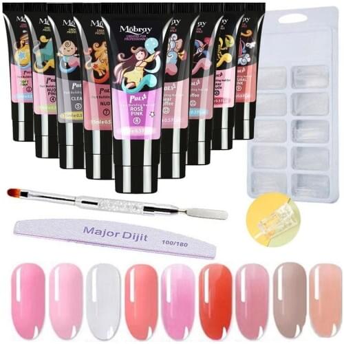 15ml/Bottle 9 Color Nail Art Design Quick Building Poly UV Gel For Manicure Art Tools Nail Extension Kit