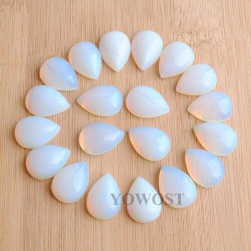 YOWOST Natural White Opal Gem Stones Teardrop 13x18x6MM No Hole CAB For Making Jewelry 20PCS IU3219