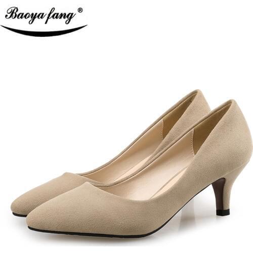 BaoYaFang New arrival High heels Pumps Female shoes 5cm/8cm office shoes red sole fashion shoes woman