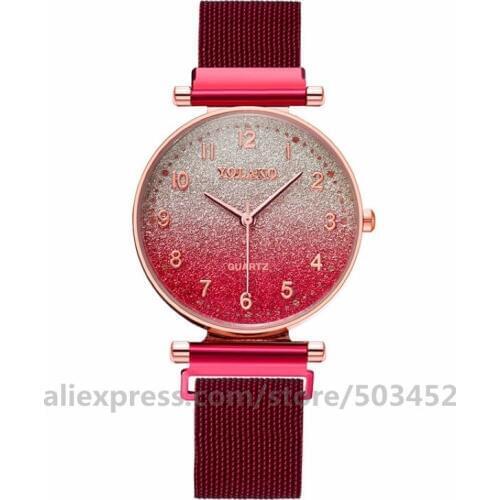 100pcs/lot YOLAKO Wholesale Fashion Moda Mujer Gradient Color Mesh Watches Magnetic Belt Watch Factory Price ручные часы