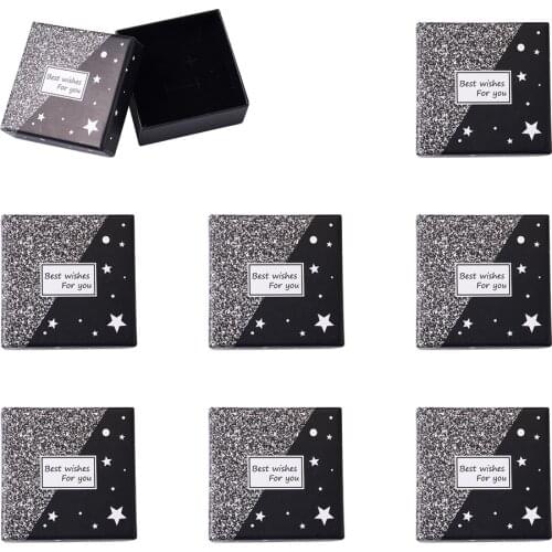 12pcs Cardboard Jewelry Set Boxes with Sponge Inside For Necklace Earrings Packaging Display Rectangle Random Color 9.5x7x2.5cm
