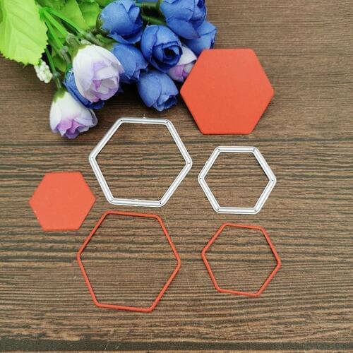 2Pcs Hexagonal frame Metal Cutting Dies Stencils For DIY Scrapbooking Decorative Embossing Handcraft Die Cutting Template