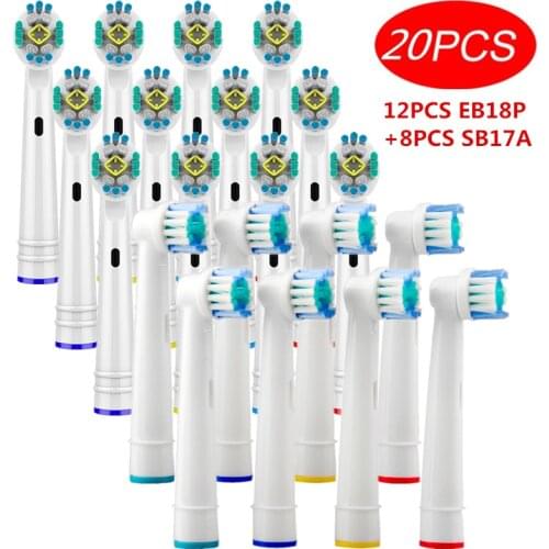 20pcs Dual Clean Replacement Toothbrush Heads For Braun Oral B Toothbrush Head Wholesale Toothbrush Brush Heads For Oralb