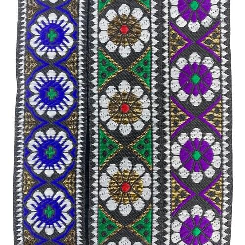 3.3CM Width Gold White Petal Pattern Woven Jacquard Ribbon Embroidery Ribbon Lace Trim DIY Bags Clothes Fabric