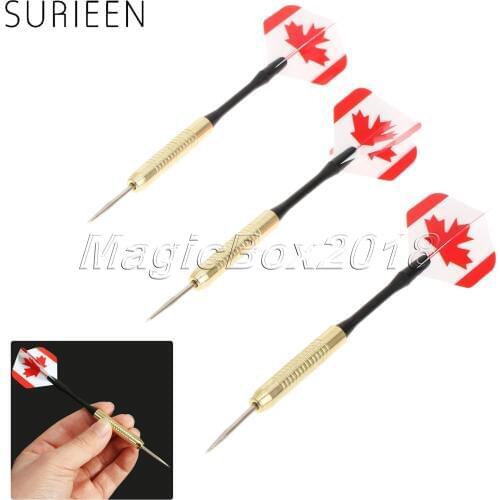 3 Pcs 16g Steel Needle Tip Darts Set With Canada Flag Flights & Standard Thread Plastic Shaft & Barrel Professional Alloy Darts