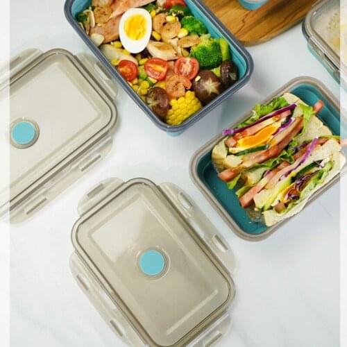 4-Piece Foldable Silicone Lunch Box Heat-Resistant Microwave Available Light And Portable Creative Kitchen Fresh-Keeping Bowl