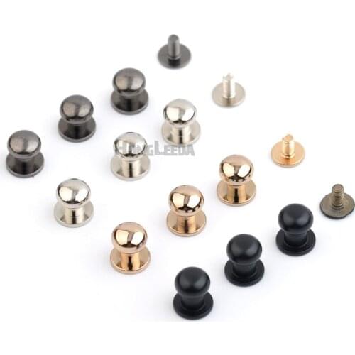 40 sets/lot ZD-014 8*9*10mm big metal brass screw rivets knob leather craft stud rivets watchband belt round silver/black/gold