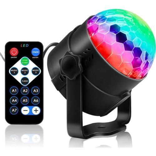 6-Color Mini Disco Stage Crystal Magic Led Stage Ball Light Lamp With Voice Remote Voice Control Beauty