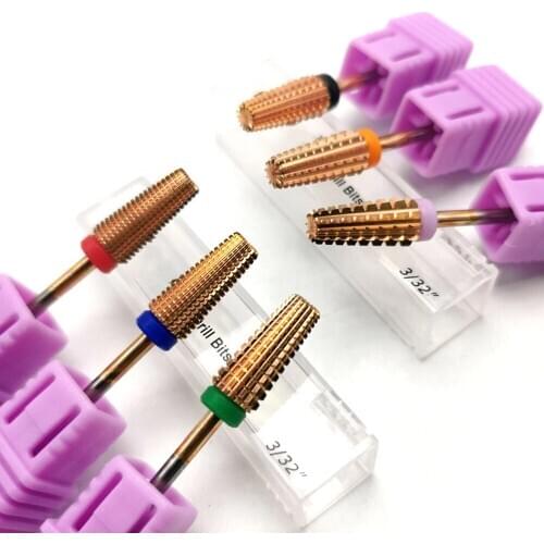 6 Types Rose Gold Carbide Nail Drill Bits 5 in 1 Tapered Nail Bit Milling Cutter For Manicure Nails Art Accessories