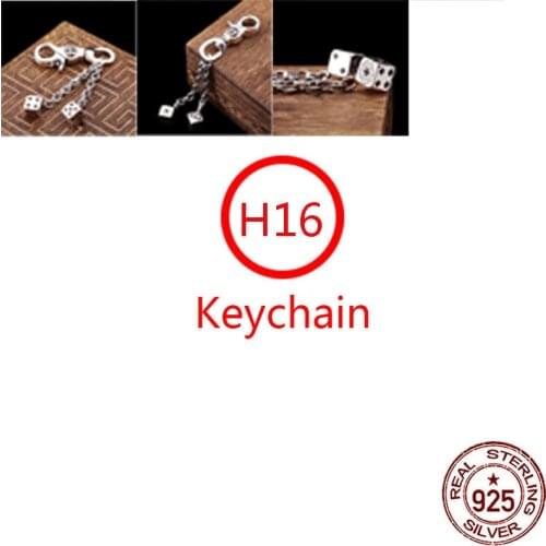 H16 Sterling Silver Dice Keychain Fashion Letter Chain Simple Waist Hanging Personality Couple Bag Ornament