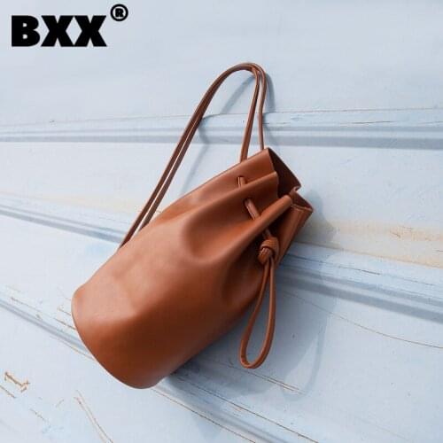 [BXX] PU Leather Bucket Bags For Women 2021 Summer Fashion Branded Crossbody Shoulder Bag Lady Trend Handbags and Purses HS097