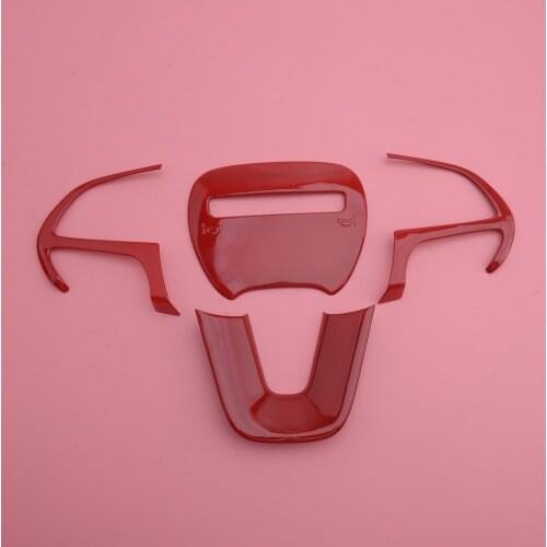 CITALL Red 4 pcs Steering Wheel Cover Trim Bezel fit for Dodge Challenger Charger 2015 2016 2017 2018 2019