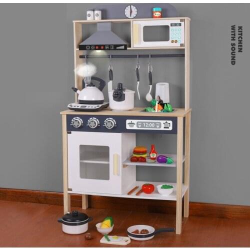 Boys And Girls Wooden Play House Kitchen Simulation Water Kitchen Utensils For Cooking Kindergarten Experience Hall Toys