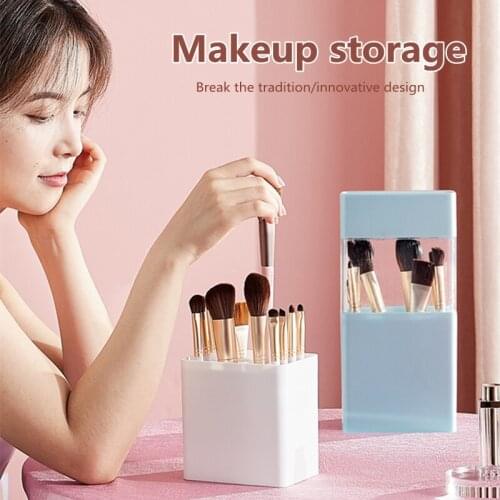 2-in-1 Makeup Brush Holder Makeup Organizer Cosmetic Holder Lipstick Pencil Storage Container Transparent Storage Box Holder