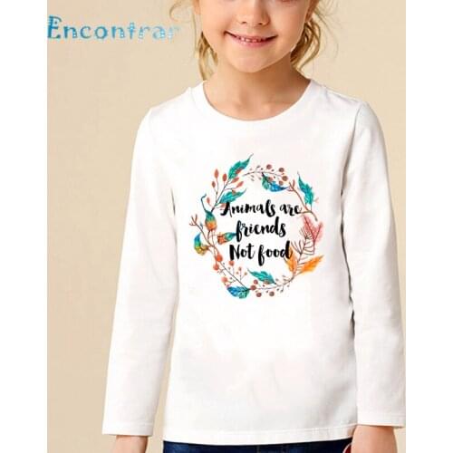 Children Cartoon Animals Are Friends Not Food Print T-shirt Kids Go Vegan Tops Baby Boys/Girls Cute Long Sleeve Clothes,LKP5173