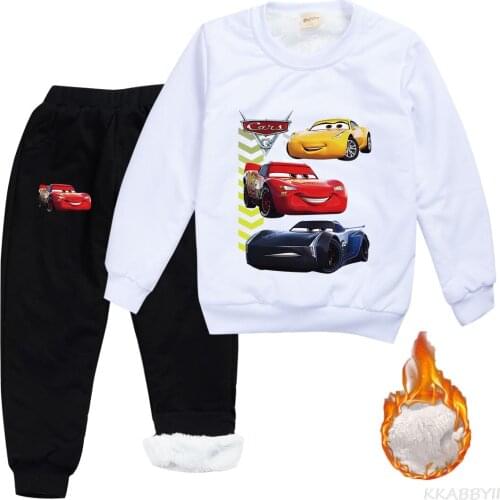 Disney Cars McQueen For Boys And Girls Winter Trade Cartoon Top And Pants Warm Childrens Wear