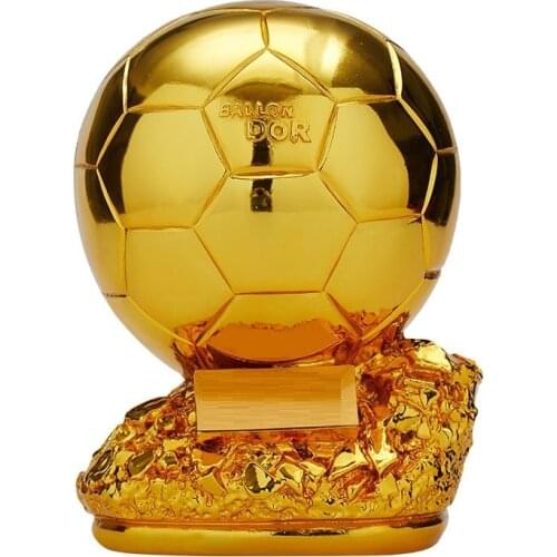 Football Final Shooting Athlete Electroplating Golden Ball Trophy Model Resin Soccer Cup Fans Souvenirs Collectibles Gift