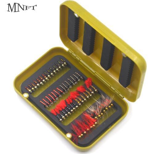 MNFT Hot Sale 56&40Pcs Various Dry Fly Fishing Flies Lures Boxed Beads Head Peacock Nymph Flies Trout Tackle Set Box