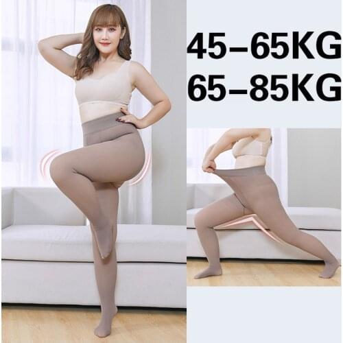 Women Thickened Velvet Pantyhose Double sided Upshift Plus Size Through True And False Meat Stewardess 65-85kg Tight 330G