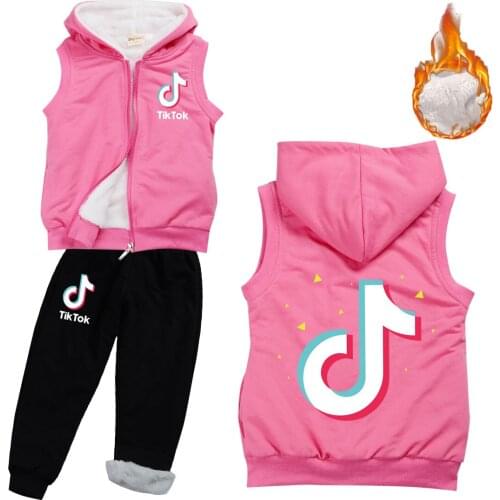 TIK TOK Children Boys Girls Clothing Sets Toddler Baby Winter Woolen Vest Jackets Pants Thick Warm Tracksuts Kids Clothes Sets