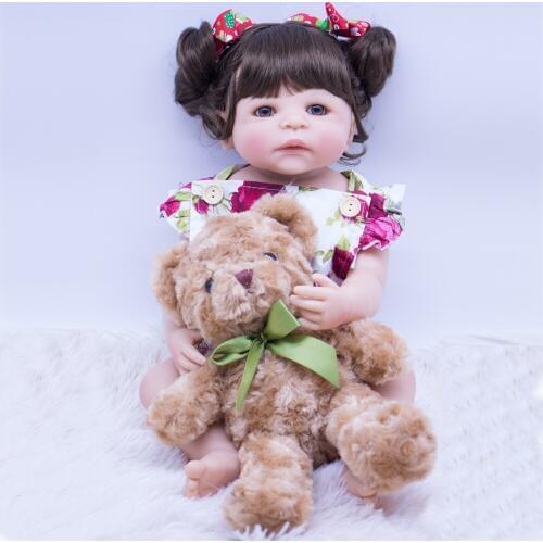 55cm Full Body Silicone Reborn Baby Doll Toys For Girls paly house Bonecas Newborn Princess Bebe Alive Babies Gift Bathe Toy